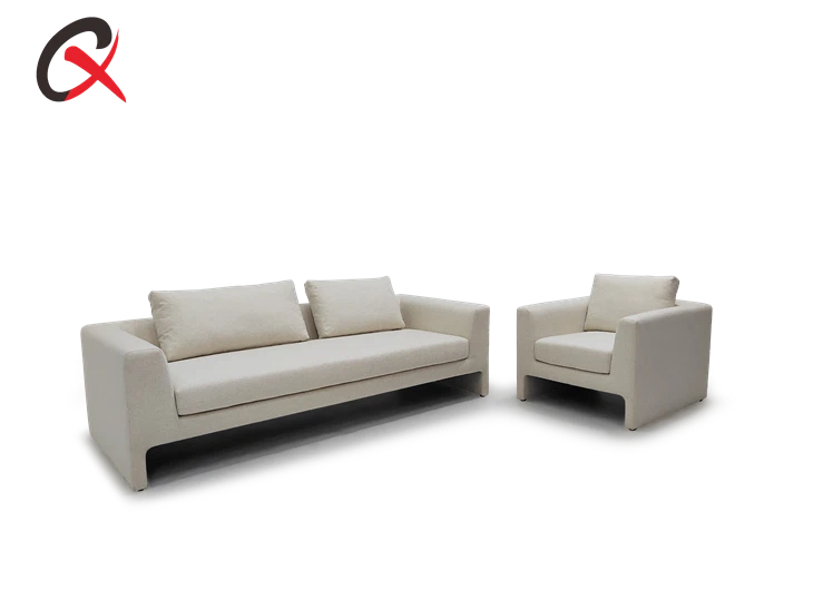 Square Arm White Sofa